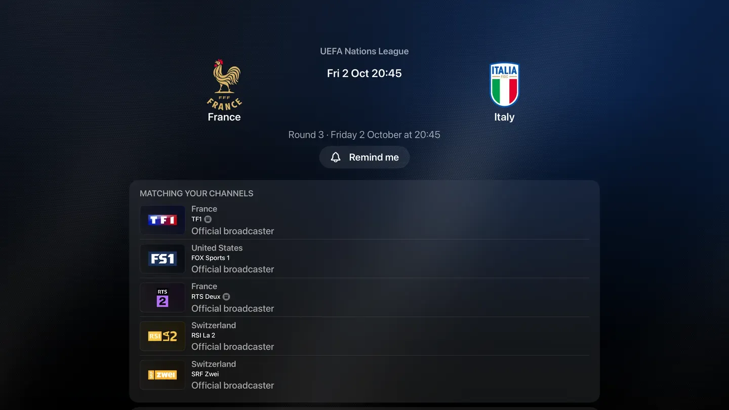 Zaply on Apple TV: a fixture, and which of your sources is carrying it.